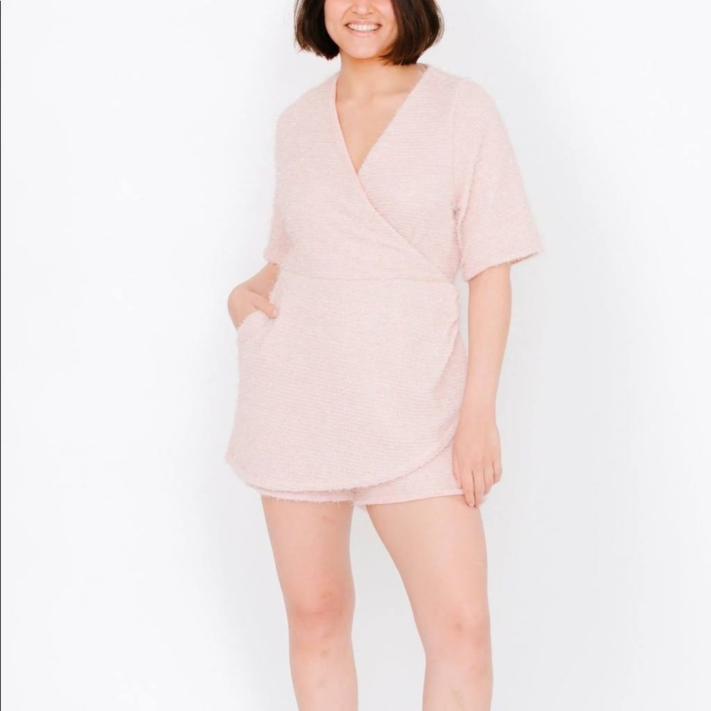 Smash + Tess  X Hilary Duff - Shorty Tinsel Romper - Medium - Pink Fizz
